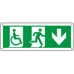 E720504X - Cartello uscita di emergenza disabili con freccia indietro EN ISO 7010