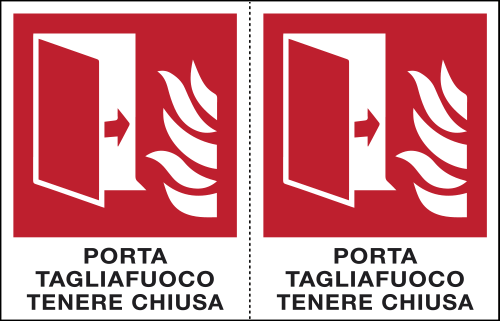 E9529A - Foglio n.2 etichetta aut.PORTA TAGLIAFUOCO TENERE CHIUSA EN ISO 7010