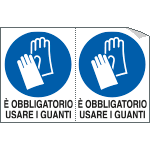 E9531A - Etichetta autoadesiva obbligo usare guanti protettivi EN ISO 7010