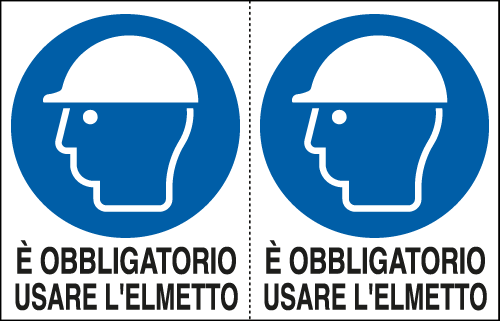 E9533A - Foglio n. 2 etichette adesive obbligo usare elmetti EN ISO 7010