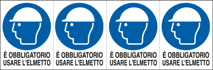 E9533B - Foglio n. 4 etichette adesive obbligo uso elmetto EN ISO 7010