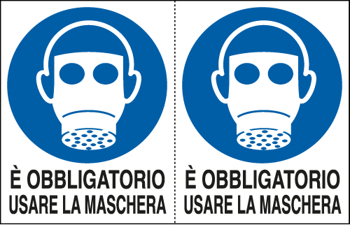 E9534A - Foglio n. 2 etichette adesive obbligo usare maschera EN ISO 7010