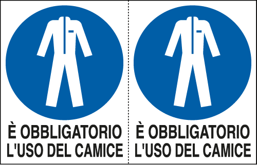 E9536A - Foglio n. 2 etichette adesive obbligo uso camice EN ISO 7010