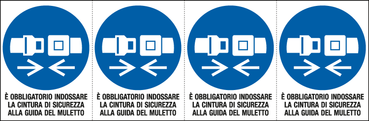 E9546B - Foglio 4 etichette adesive obbligo cintura c muletto EN ISO 7010