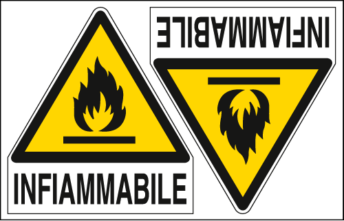 E9551A - Foglio 2 etichette adesive pericolo infiammabile EN ISO 7010