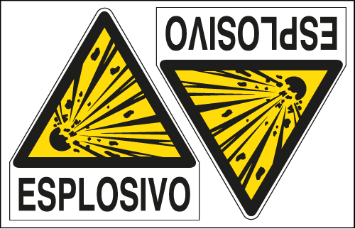 E9552A - Foglio n. 2 etichette adesive Pericolo Esplosivo EN ISO 7010