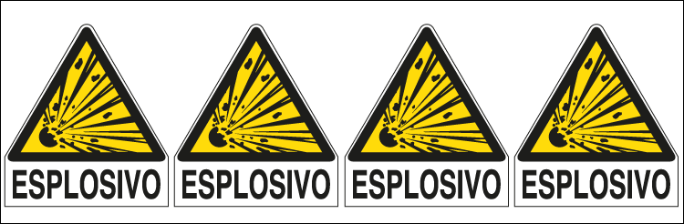 E9552B - Foglio n. 4 etichette adesive Pericolo Esplosivo EN ISO 7010