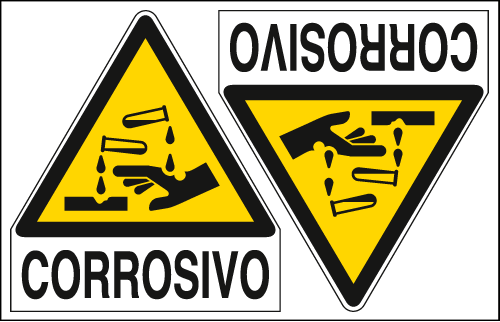 E9553A - Foglio 2 etichette adesive corrosivo EN ISO 7010