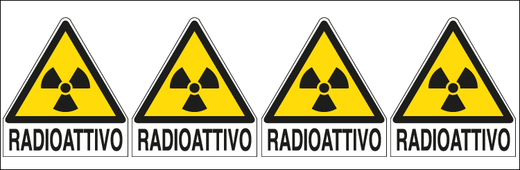 E9555B - Foglio 4 etichette Radioattivo EN ISO 7010