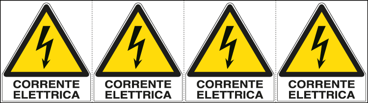E9562B - Foglio n. 4 etichette adesive Corrente elettrica EN ISO 7010