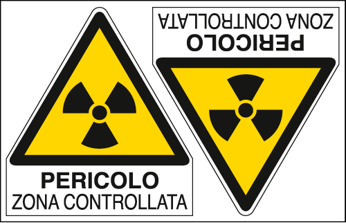 E9569A - Foglio 2 etichette adesive pericolo zona controllo EN ISO 7010