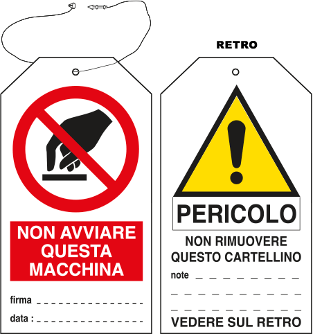 E9802 - Cartellino plastica non avviare questa macchina... EN ISO 7010