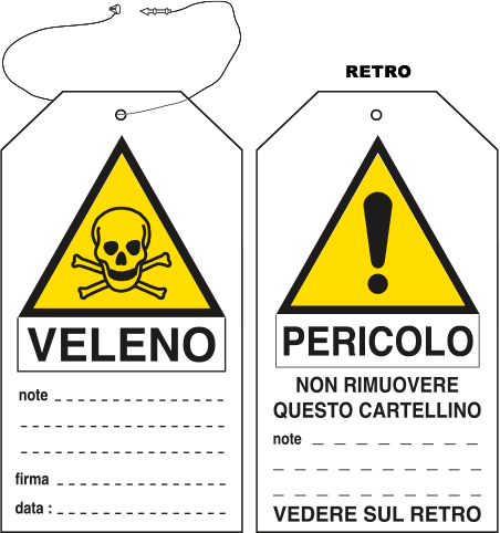 E9812 - Cartellino plastica pericolo veleno...EN ISO 7010