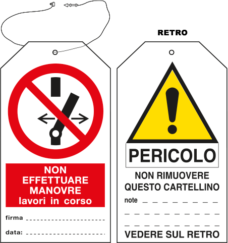 E9817 - Cartellino plastica NON EFFETTUARE MANOVRE, LAVORI IN CORSO
