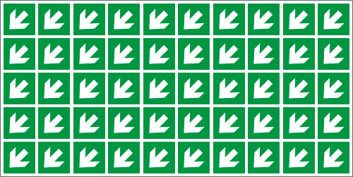 E9M1505 - Foglio n.50 etichette adesive simbolo freccia direzionale