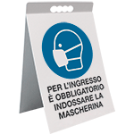 ECAP19161X - cavalletto PVC "Per l'ingresso e' obbligatorio indossare la mascherina