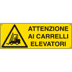 EEF1752K - cartello autoadesivo EasyFix attenzione carrelli elevatori EN ISO 7010