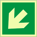 EL15105WS - Adesivo luminescente freccia diagonale direzionale EN ISO 7010