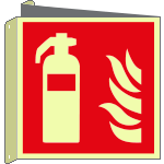 EL15107BIWA - Cartello bifacciale solo simbolo estintore EN ISO 7010 luminescente