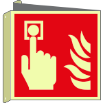 EL15117BIW - cartello bifacciale simbolo allarme antincendio EN ISO 7010