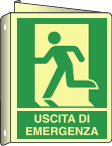 EL20105BIXA - cartello bifacciale uscita emergenza sinistra