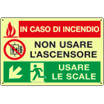 EL3536S - Etichetta ad.luminesc.In caso di incendio discesa sinistra EN ISO 7010