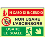 EL3537S - Etichetta ad.luminesc.In caso di incendio discesa destra EN ISO 7010