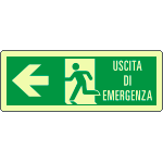 EL720101KA - cartello luminescente Uscita di Emergenza sinistra EN ISO 7010