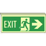 EL720202SWP - cartello sospeso luminesc.uscita emergenza dx con exit EN ISO 7010