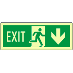 EL720204WP - Cartello luminescente DIN Exit freccia indietro EN ISO 7010