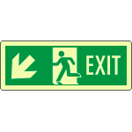 EL720207WP - Cartello luminescente DIN Exit freccia basso sx EN ISO 7010