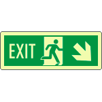 EL720208KP - Cartello luminescente DIN Exit freccia basso dx EN ISO 7010
