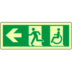 EL720501XP - Cartello uscita di emergenza disabili freccia a sinistra lum.ENISO7010