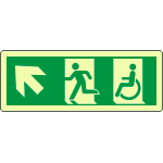 EL720505WP - Cartello uscita di emergenza disabili freccia in alto sx.lum.ENISO7010