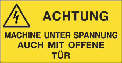 EYD91580C - Sheet n. 16 label MACHINE UNTER SPANNUNG AUCH MIT OFFENE...EN ISO 7010
