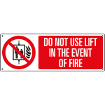EYE1845K - sign prohibition DO NOT USE LIFT IN THE EVENT OF FIRE EN ISO 7010 P020
