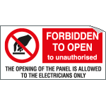 EYE91540A - Sheet n. 1  label FORBIDDEN TO OPEN EN ISO 7010