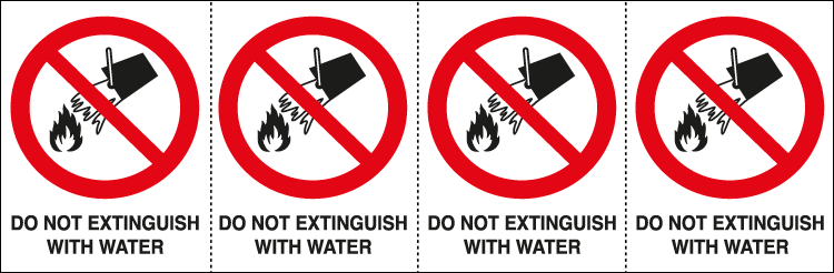 EYE95202B - Sheet n.4 label DO NOT EXTINGUISH WITH WATER EN ISO 7010