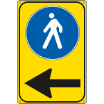 FCR5649Y - Cartello fondo giallo direzione PEDONI a sinistra