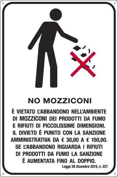 FL5697Y - Cartello vietato l'abbandono nell'ambiente di mozziconi....