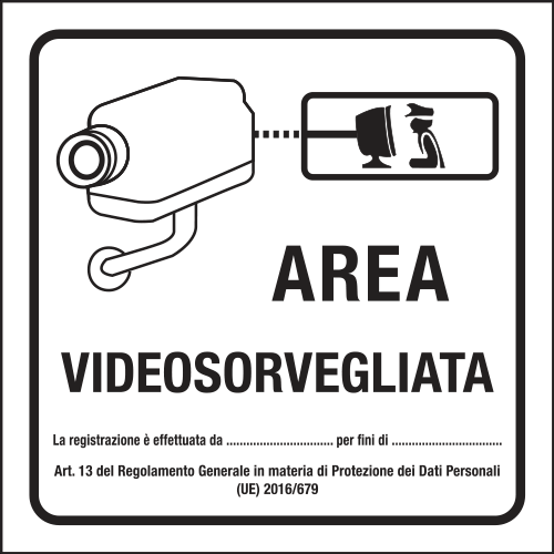 FLR641518 - Cartello  AREA VIDEOSORVEGLIATA