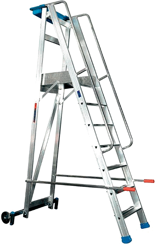 HSP139 - Scala a castello D.Lgs 81 in alluminio n.10 gradini h. totale 3,50 mt.