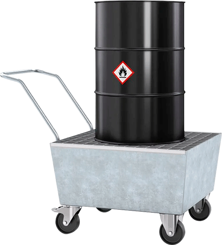 PSA311 - vasca mobile in acciaio zincato capacita' 1 fusto da 200 lt