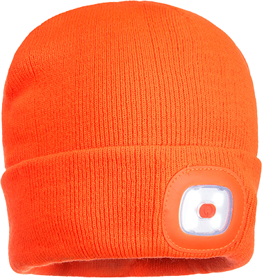 PWT029A - berretto c/lampada frontale a led arancione