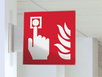 SECET14BA - segnale vetro CRYSTAL bifacciale pulsante all. antinc. EN ISO 7010