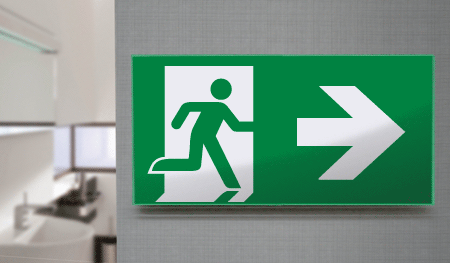 SECET24D - segnale vetro CRYSTAL monofacc.uscita emergenza dx EN 7010 E002