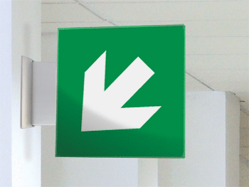 SECET27BB - segnale vetro CRYSTAL bifacciale freccia diagonale