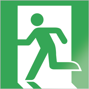 SECET32A - segnale vetro CRYSTAL monofacciale uscita emergenza EN ISO 7010