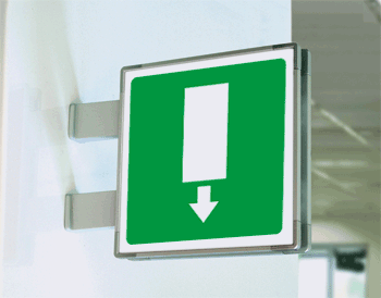 SEM15152BA - segnale alluminio METAL a bandiera bifacciale piu'simbolo 150x150