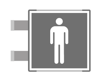 SEM15642BAC - segnaletica all.Metal profilo GRIGIO bifacciale TOILET UOMO EN ISO7010
